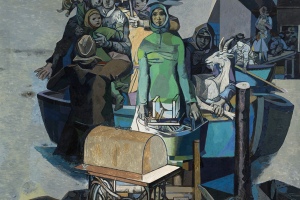 Willi Sitte: Bergung aus Hochwasser, 1958, l auf Hartfaser, 165 x 208 cm, Kulturstiftung Sachsen-Anhalt – Kunstmuseum Moritzburg Halle (Saale)